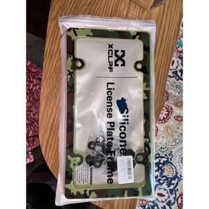 XCLPF Silicone License Plate Frame Green Camouflage Weather Proof Rust Proof NEW